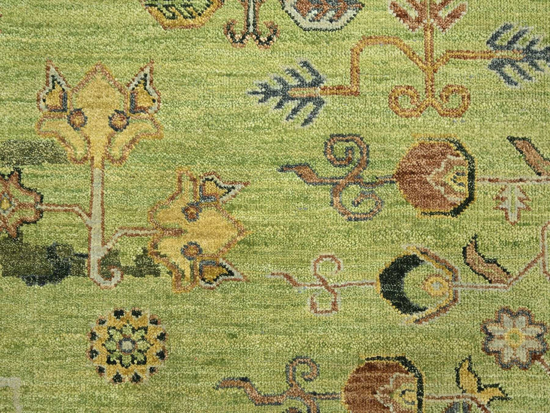 9'0" x 12'1" New Hand Knotted Green Wool Rectangle Oriental Rug - MOA10275684