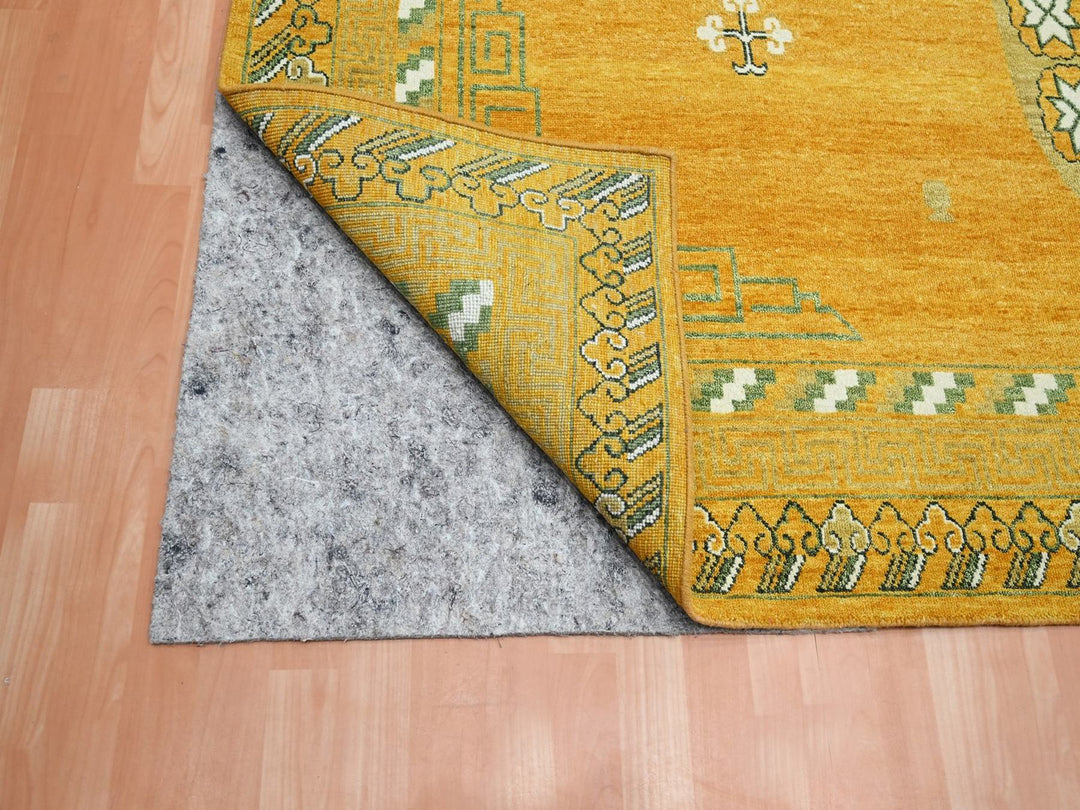 9'0" x 12'4" New Hand Knotted Yellow Wool Rectangle Oriental Rug - MOA10275685