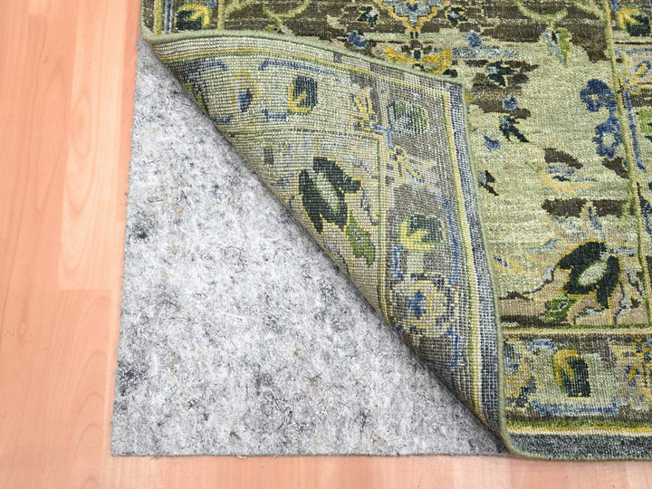2'6" x 12'4" New Hand Knotted Green Wool Runner Oriental Rug - MOA10275687