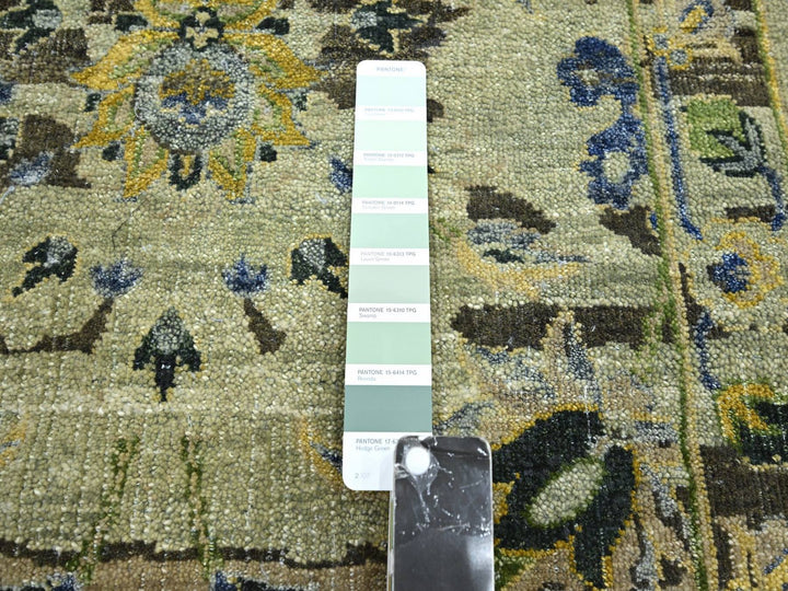 2'6" x 12'4" New Hand Knotted Green Wool Runner Oriental Rug - MOA10275687