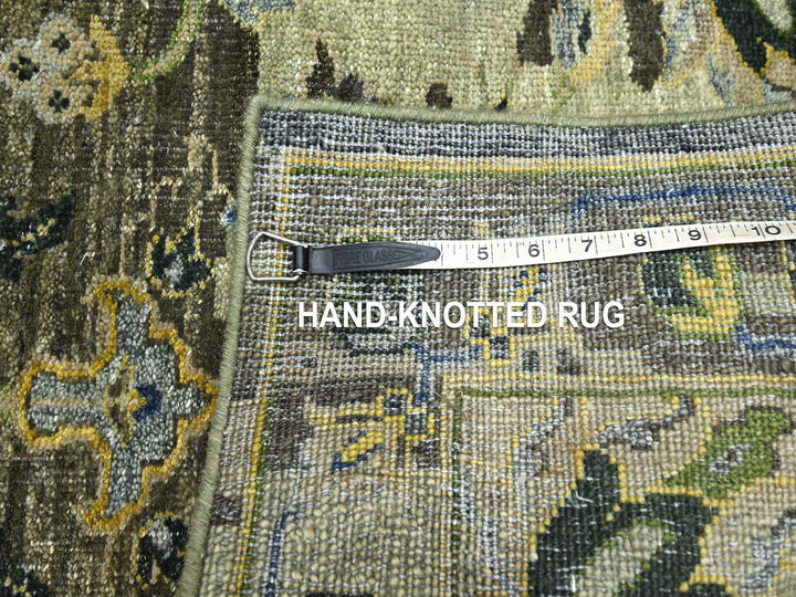 2'6" x 12'4" New Hand Knotted Green Wool Runner Oriental Rug - MOA10275687