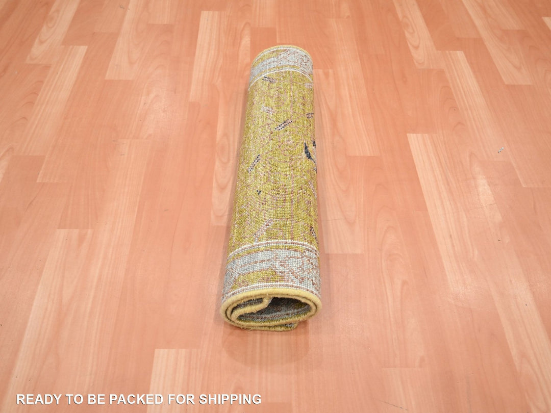 2'1" x 3'1" New Hand Knotted Yellow Wool Rectangle Oriental Rug - MOA10275695
