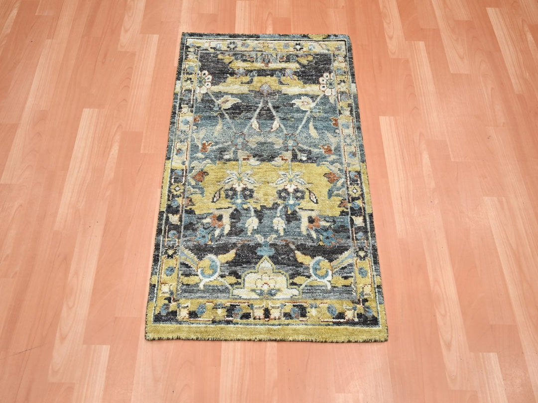 2'0" x 3'3" New Hand Knotted Yellow Wool Rectangle Oriental Rug - MOA10275697