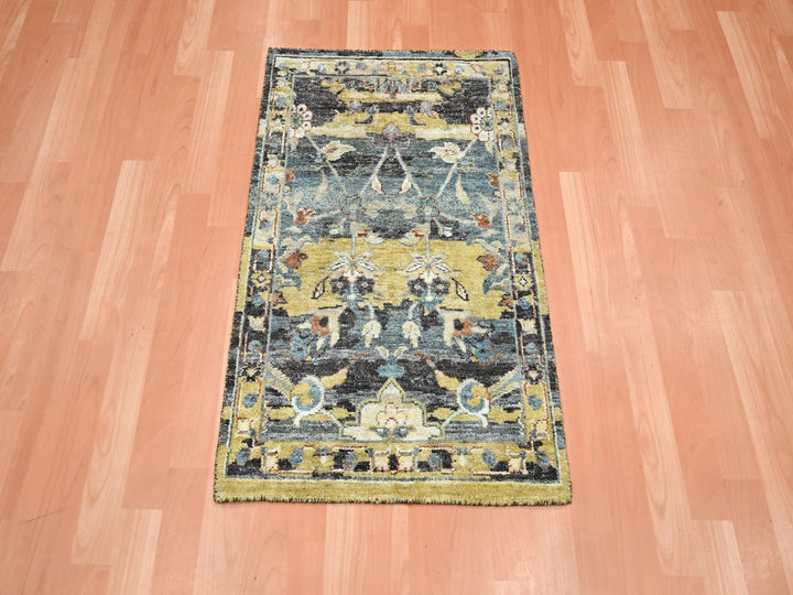 2'0" x 3'3" New Hand Knotted Yellow Wool Rectangle Oriental Rug - MOA10275697