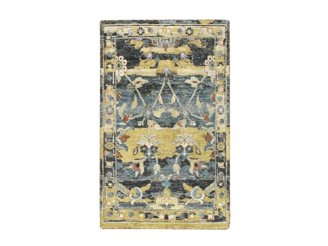 2'0" x 3'3" New Hand Knotted Yellow Wool Rectangle Oriental Rug - MOA10275698