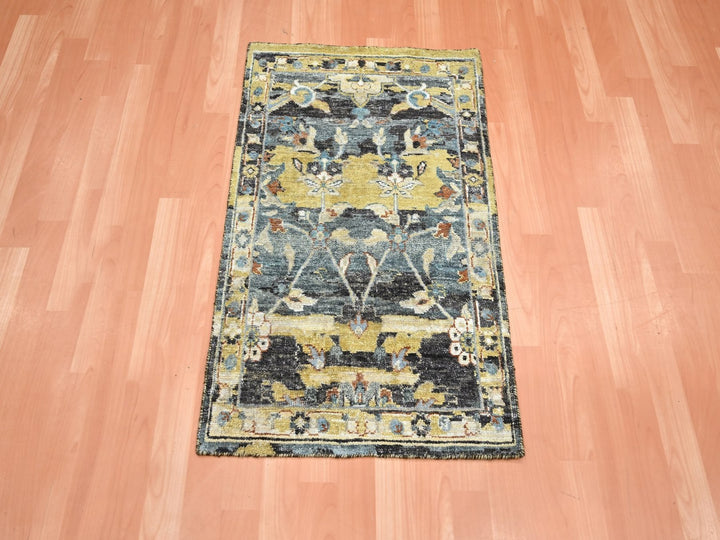 2'0" x 3'3" New Hand Knotted Yellow Wool Rectangle Oriental Rug - MOA10275698