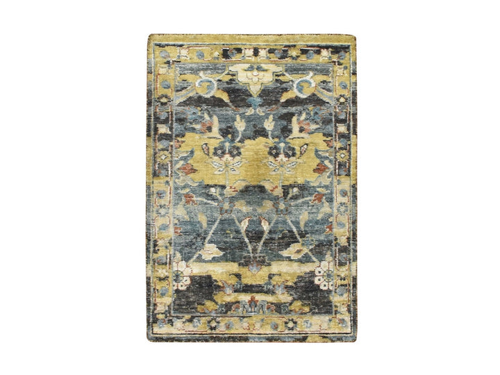2'0" x 3'3" New Hand Knotted Yellow Wool Rectangle Oriental Rug - MOA10275699