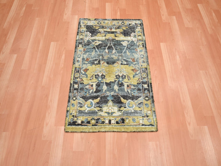 2'0" x 3'3" New Hand Knotted Yellow Wool Rectangle Oriental Rug - MOA10275699