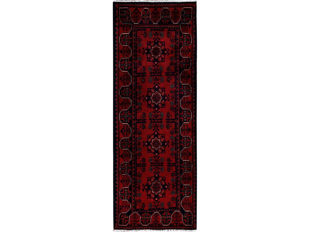 1'9" x 4'9" New Hand Knotted Red Wool Runner Oriental Rug - MOA102756