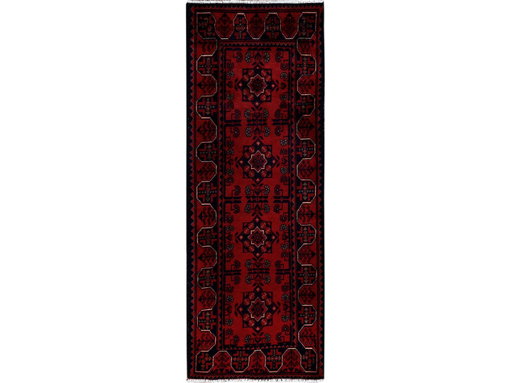 1'9" x 4'9" New Hand Knotted Red Wool Runner Oriental Rug - MOA102756