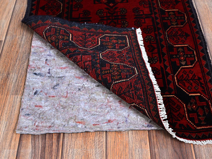 1'9" x 4'9" New Hand Knotted Red Wool Runner Oriental Rug - MOA102756