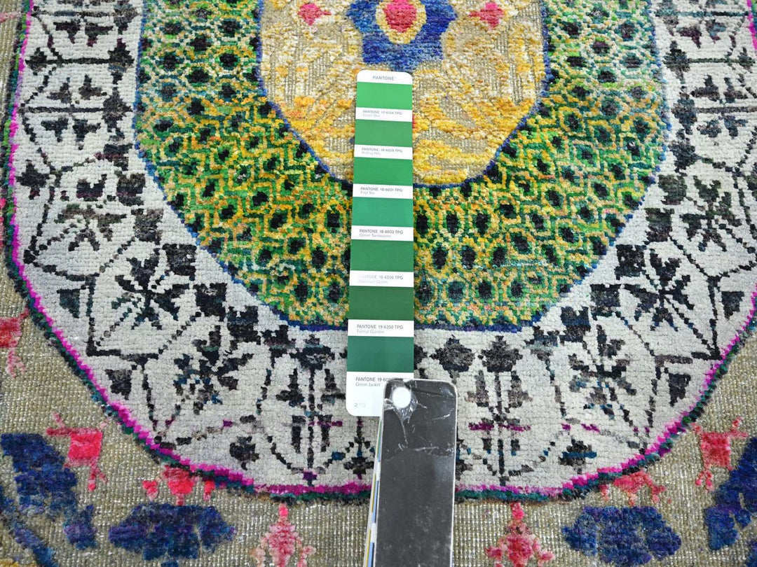 2'6" x 6'5" New Hand Knotted Yellow Wool & Sari Silk Runner Oriental Rug - MOA10275701