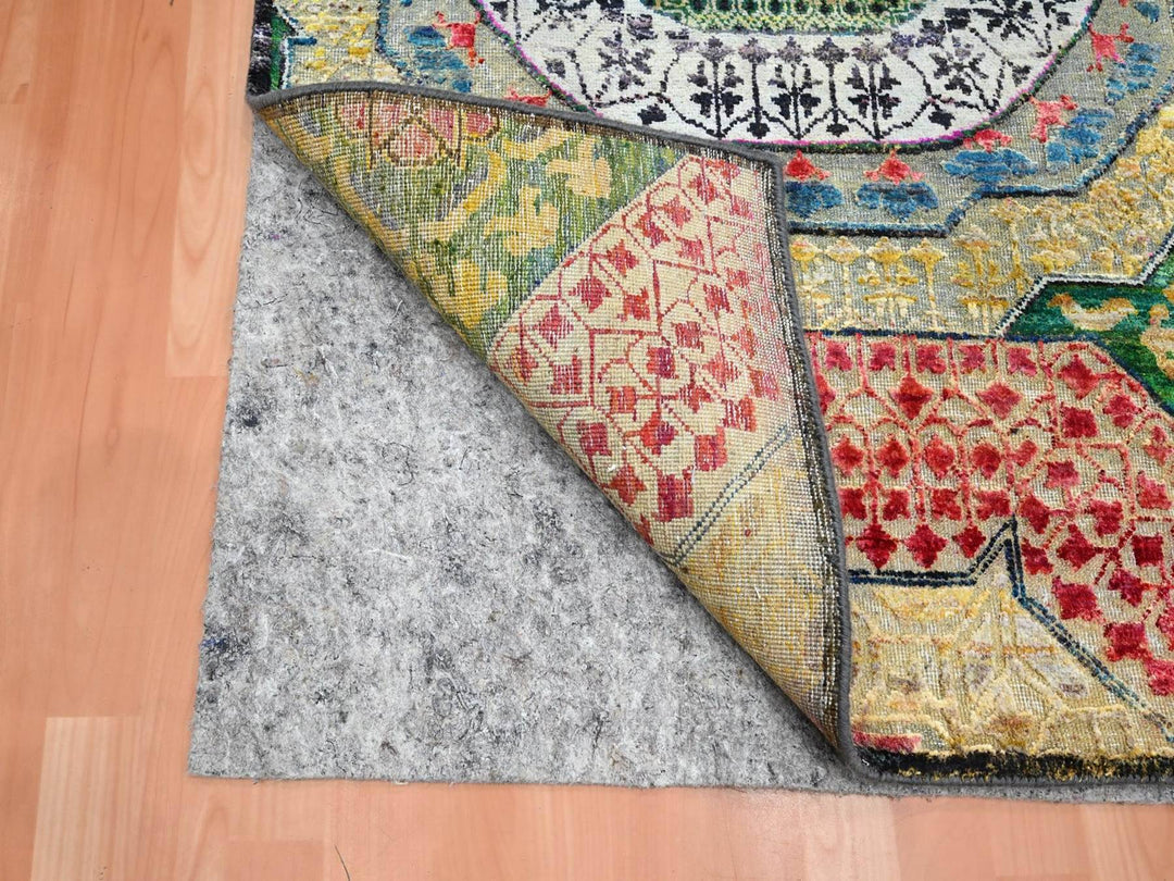 3'2" x 5'2" New Hand Knotted Yellow Wool & Sari Silk Rectangle Oriental Rug - MOA10275702