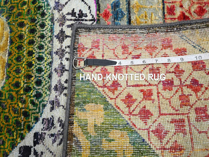 3'2" x 5'2" New Hand Knotted Yellow Wool & Sari Silk Rectangle Oriental Rug - MOA10275702