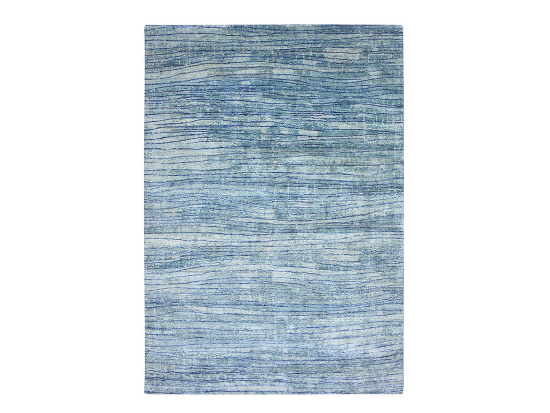 9'11" x 14'2" New Hand Knotted Blue Silk Rectangle Oriental Rug - MOA10275703