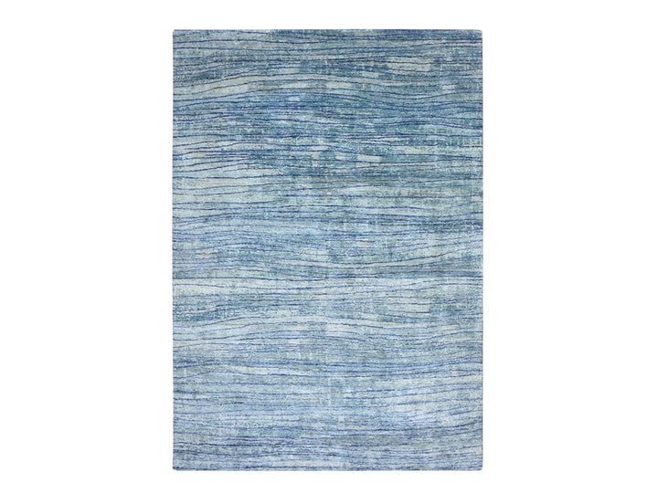 9'11" x 14'2" New Hand Knotted Blue Silk Rectangle Oriental Rug - MOA10275703