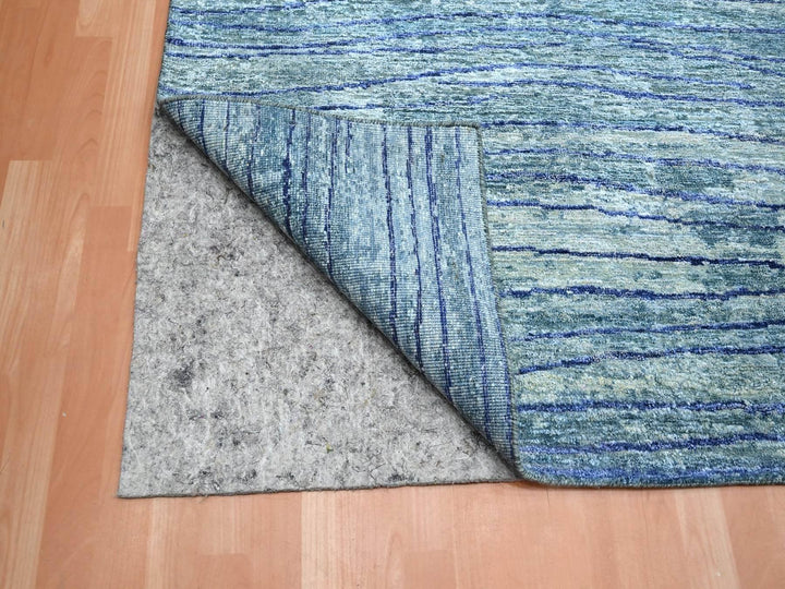 9'11" x 14'2" New Hand Knotted Blue Silk Rectangle Oriental Rug - MOA10275703
