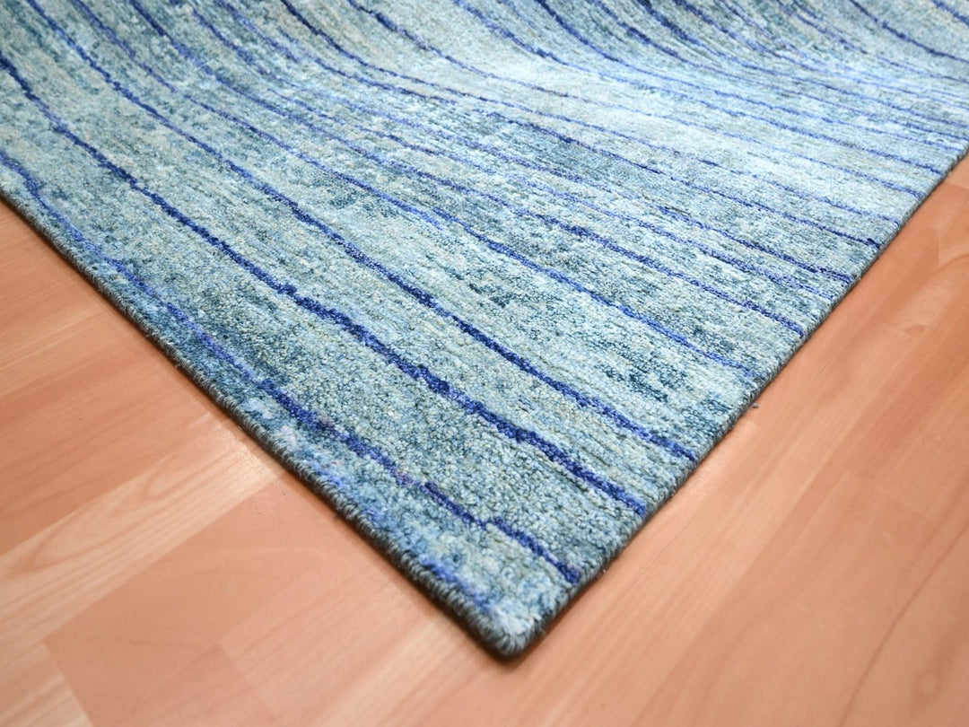 9'11" x 14'2" New Hand Knotted Blue Silk Rectangle Oriental Rug - MOA10275703