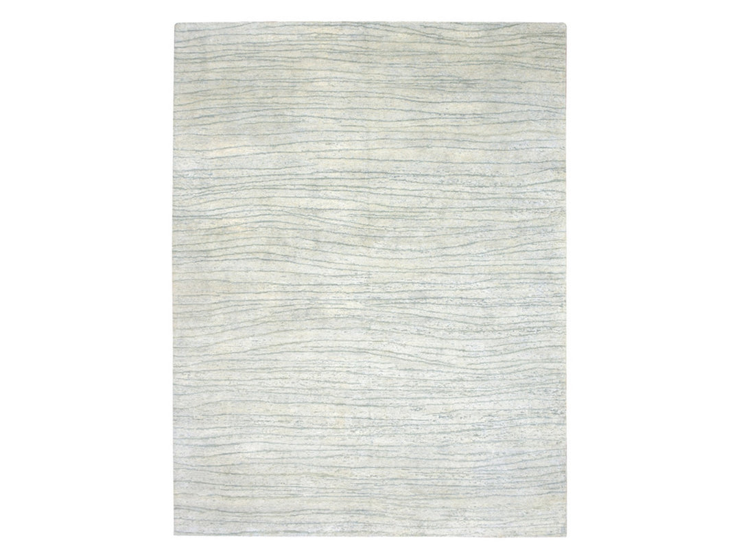 9'0" x 11'11" New Hand Knotted Ivory Silk Rectangle Oriental Rug - MOA10275705