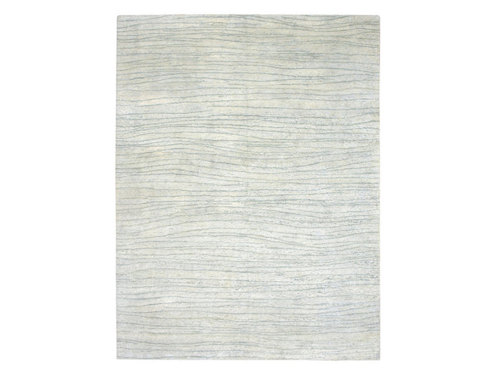 9'0" x 11'11" New Hand Knotted Ivory Silk Rectangle Oriental Rug - MOA10275705