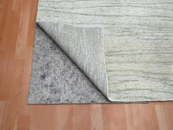 9'0" x 11'11" New Hand Knotted Ivory Silk Rectangle Oriental Rug - MOA10275705