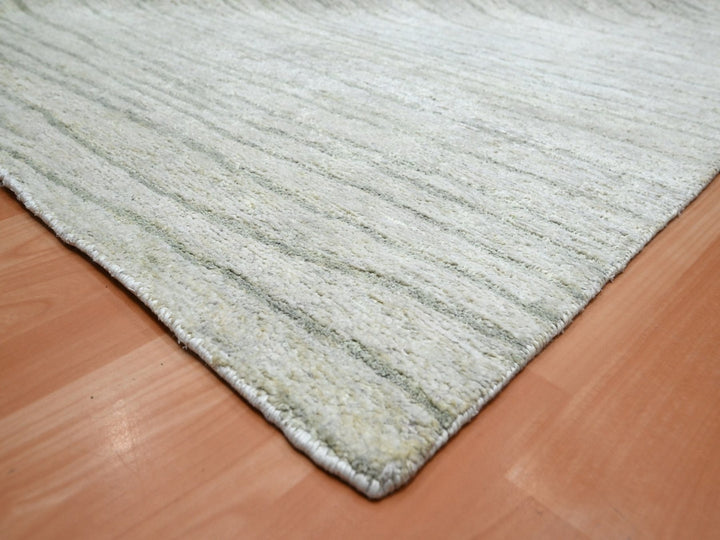 9'0" x 11'11" New Hand Knotted Ivory Silk Rectangle Oriental Rug - MOA10275705