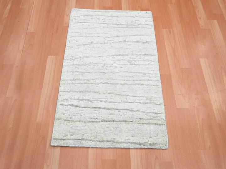 2'0" x 3'0" New Hand Knotted Ivory Silk Rectangle Oriental Rug - MOA10275708