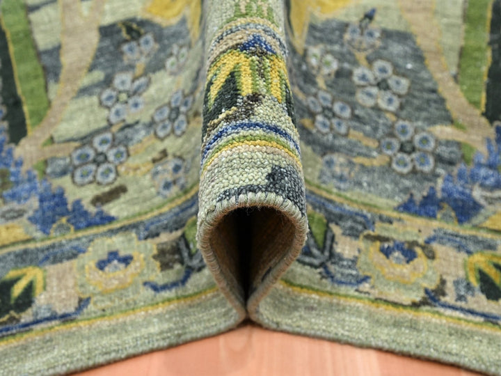 9'0" x 12'3" New Hand Knotted Green Wool Rectangle Oriental Rug - MOA10275713