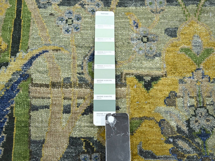 9'0" x 12'3" New Hand Knotted Green Wool Rectangle Oriental Rug - MOA10275713