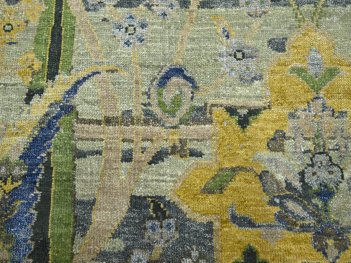 9'0" x 12'3" New Hand Knotted Green Wool Rectangle Oriental Rug - MOA10275713