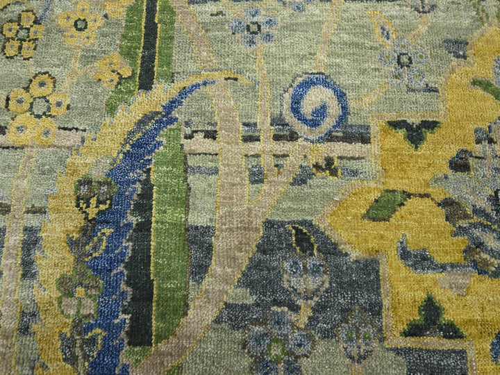 9'0" x 12'1" New Hand Knotted Green Wool Rectangle Oriental Rug - MOA10275714