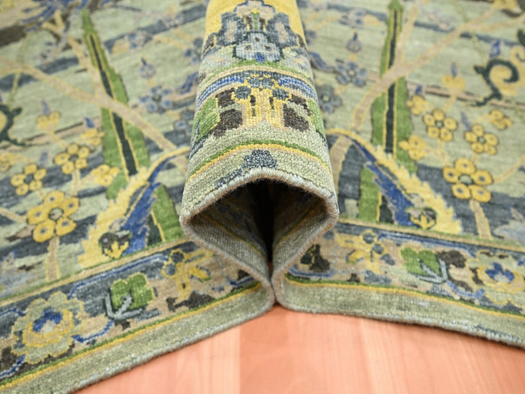 8'1" x 10'2" New Hand Knotted Green Wool Rectangle Oriental Rug - MOA10275715