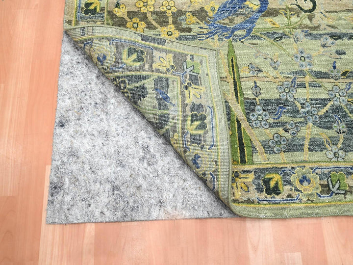 6'1" x 9'3" New Hand Knotted Green Wool Rectangle Oriental Rug - MOA10275716