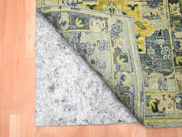 2'7" x 12'3" New Hand Knotted Green Wool Runner Oriental Rug - MOA10275717