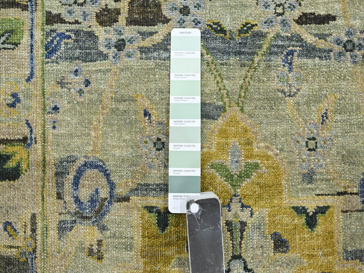 2'7" x 12'3" New Hand Knotted Green Wool Runner Oriental Rug - MOA10275717
