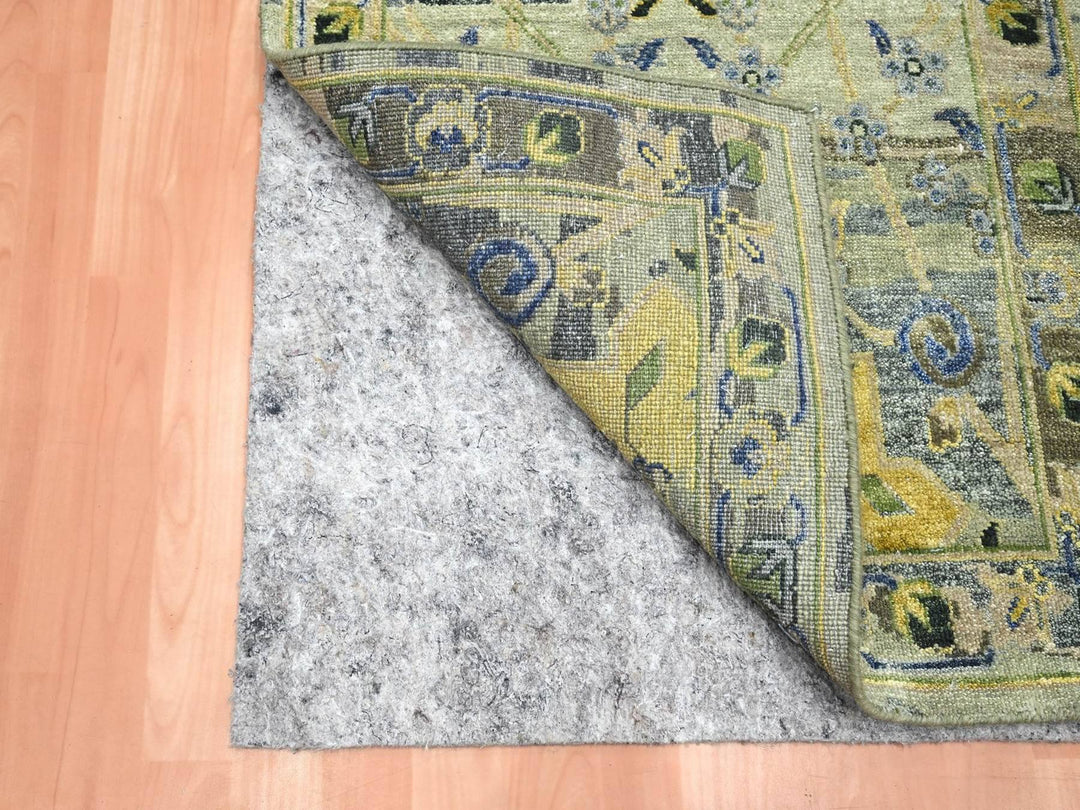 2'7" x 10'6" New Hand Knotted Green Wool Runner Oriental Rug - MOA10275718