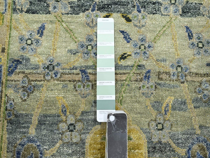 2'7" x 10'6" New Hand Knotted Green Wool Runner Oriental Rug - MOA10275718