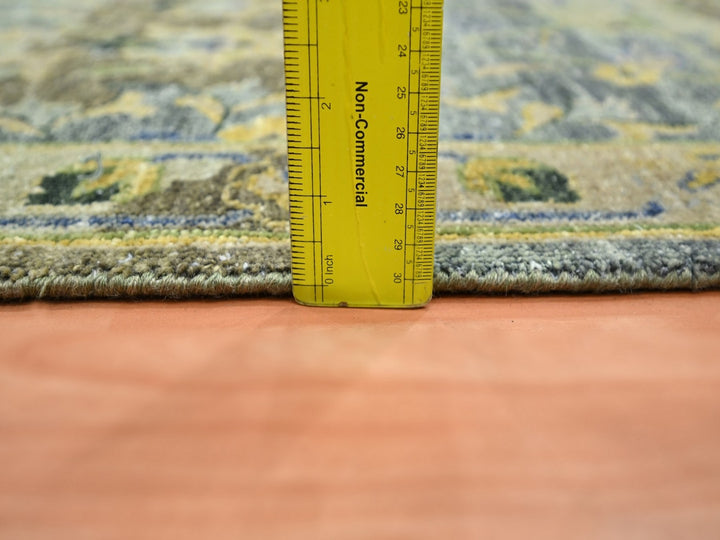 2'7" x 10'6" New Hand Knotted Green Wool Runner Oriental Rug - MOA10275718