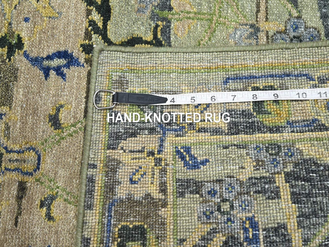 2'7" x 8'4" New Hand Knotted Green Wool Runner Oriental Rug - MOA10275719