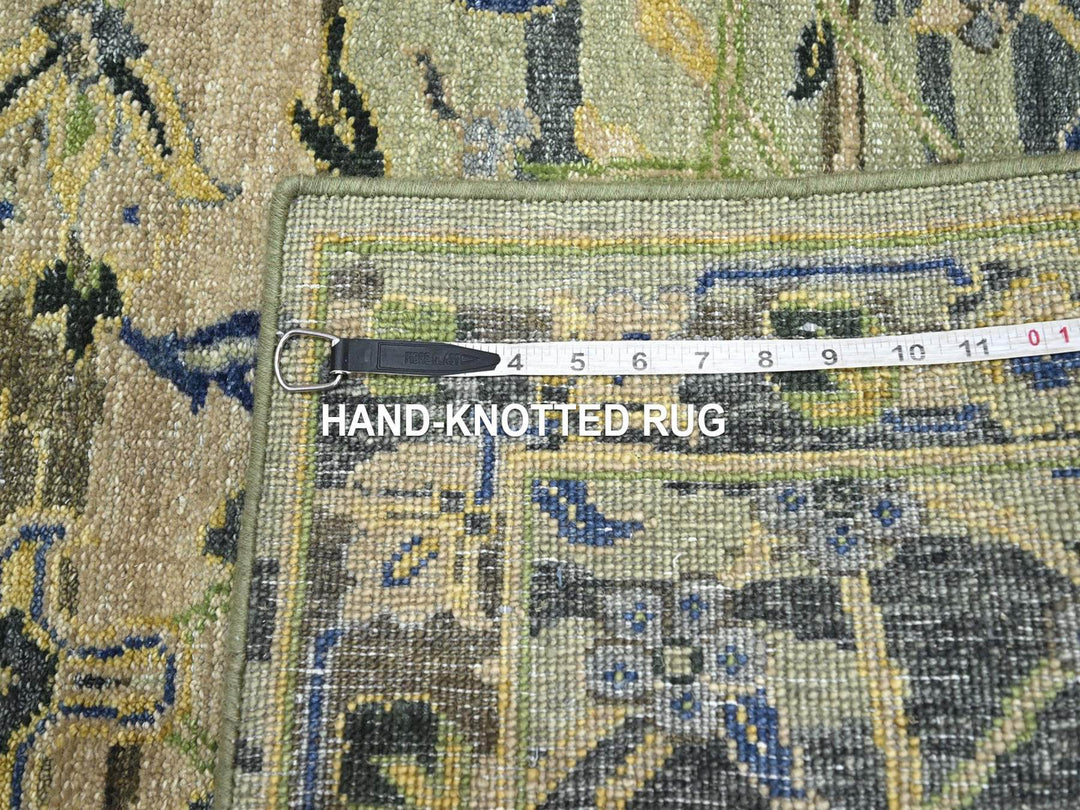 2'8" x 8'3" New Hand Knotted Green Wool Runner Oriental Rug - MOA10275720