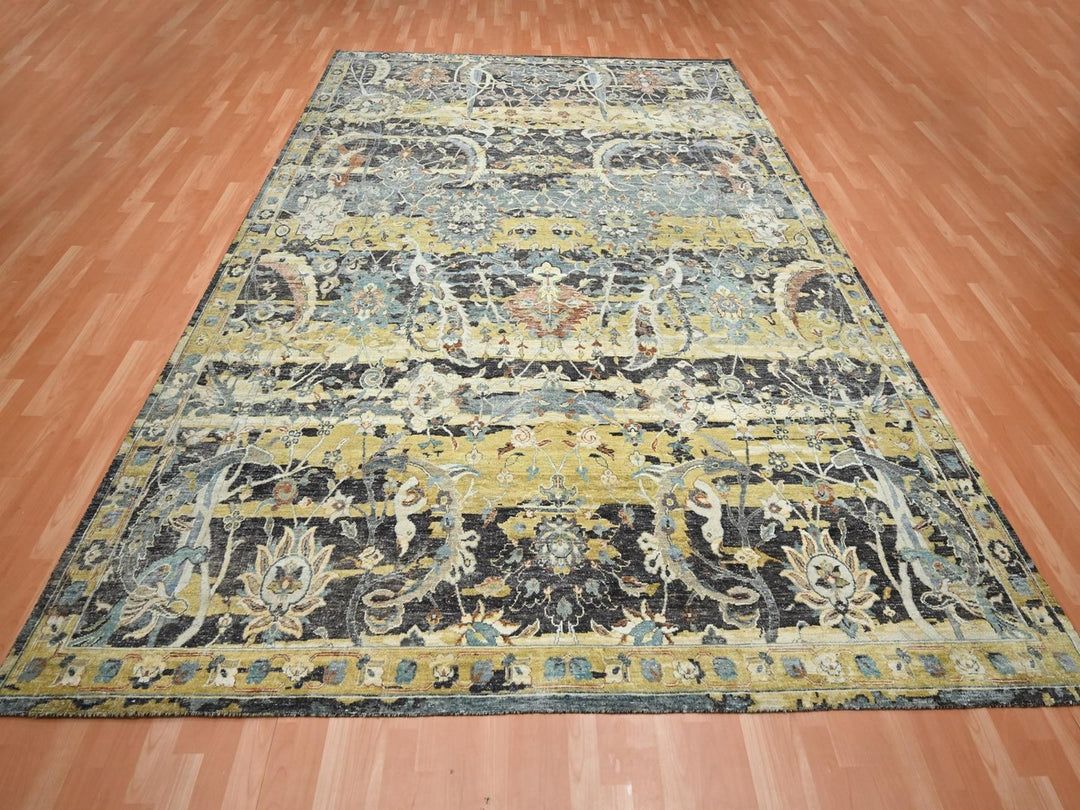 9'0" x 12'2" New Hand Knotted Brown Wool Rectangle Oriental Rug - MOA10275724