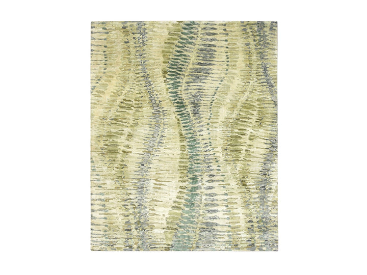 8'0" x 9'10" New Hand Knotted Green Silk Rectangle Oriental Rug - MOA10275725