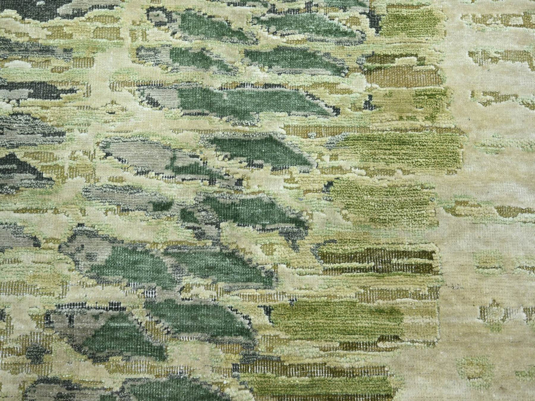 8'0" x 9'10" New Hand Knotted Green Silk Rectangle Oriental Rug - MOA10275725