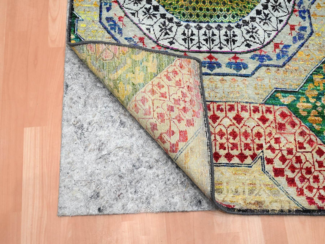 3'0" x 5'1" New Hand Knotted Yellow Wool & Silk Rectangle Oriental Rug - MOA10275728