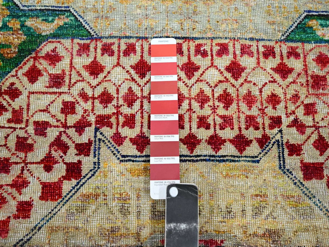 3'0" x 5'1" New Hand Knotted Yellow Wool & Silk Rectangle Oriental Rug - MOA10275728