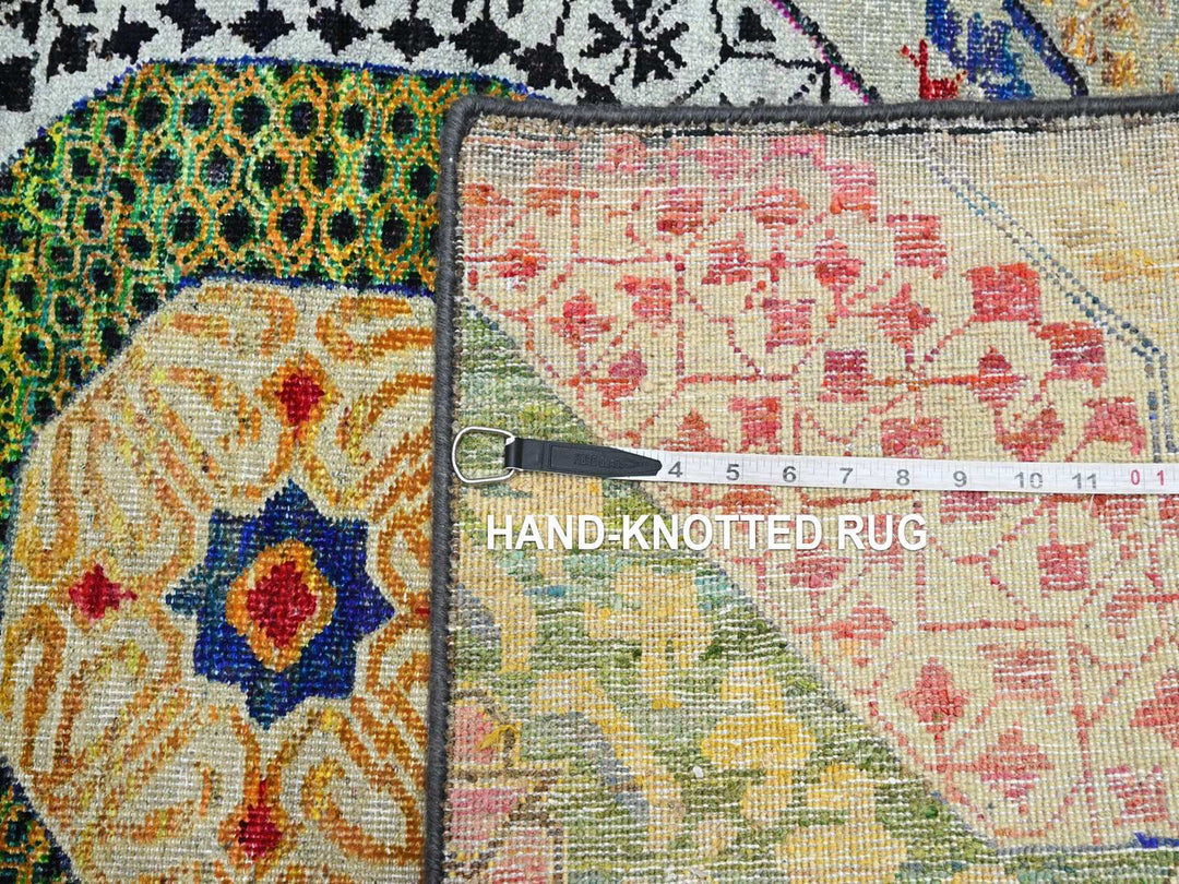 3'0" x 5'1" New Hand Knotted Yellow Wool & Silk Rectangle Oriental Rug - MOA10275728
