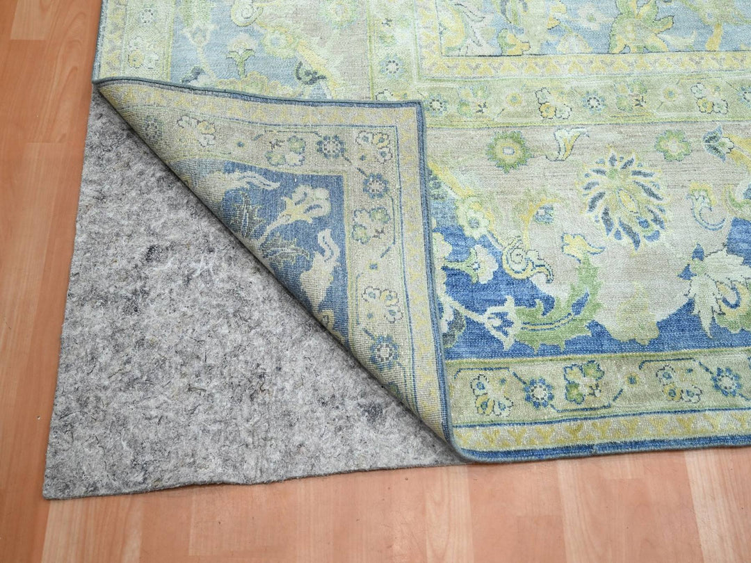 17'7" x 26'4" New Hand Knotted Blue Wool & Silk Rectangle Oriental Rug - MOA10275733