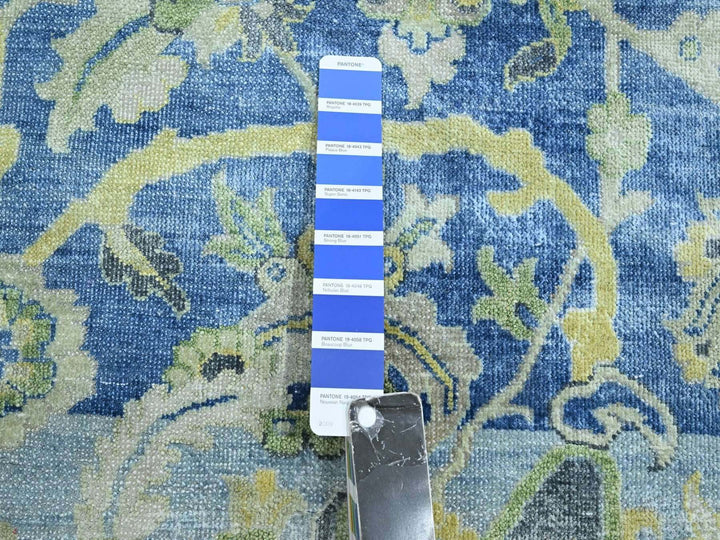 17'7" x 26'4" New Hand Knotted Blue Wool & Silk Rectangle Oriental Rug - MOA10275733