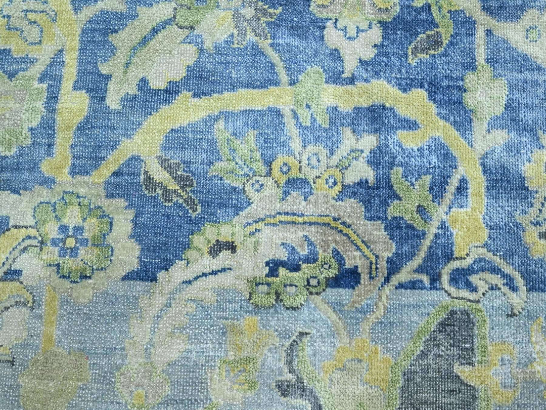 17'7" x 26'4" New Hand Knotted Blue Wool & Silk Rectangle Oriental Rug - MOA10275733