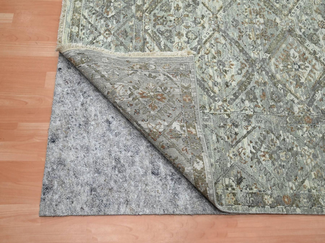 7'10" x 9'11" New Hand Knotted Grey Wool Rectangle Oriental Rug - MOA10275735